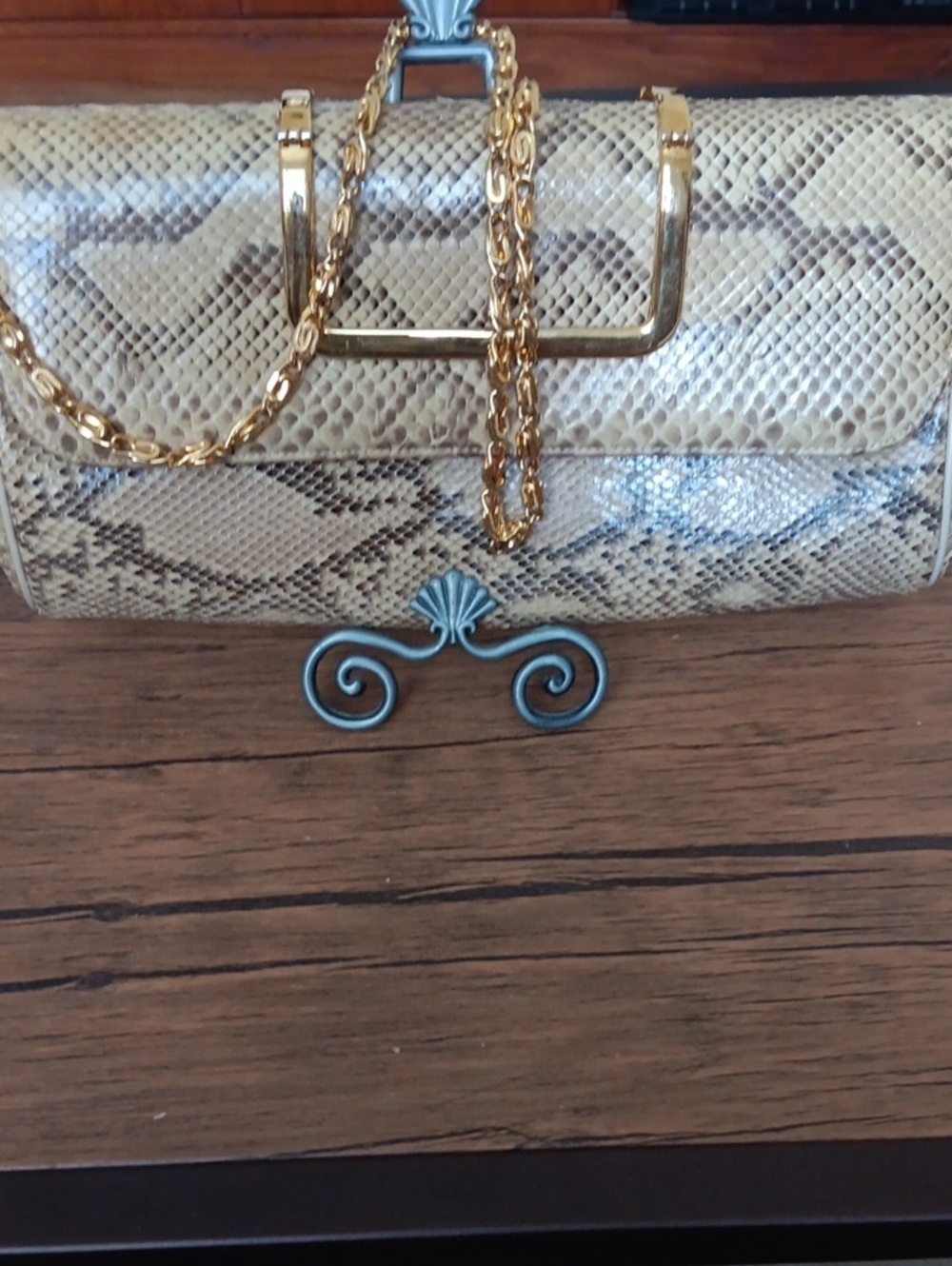 Supreme Handbag from 1970. Snakeskin Clutch With Optional Chain